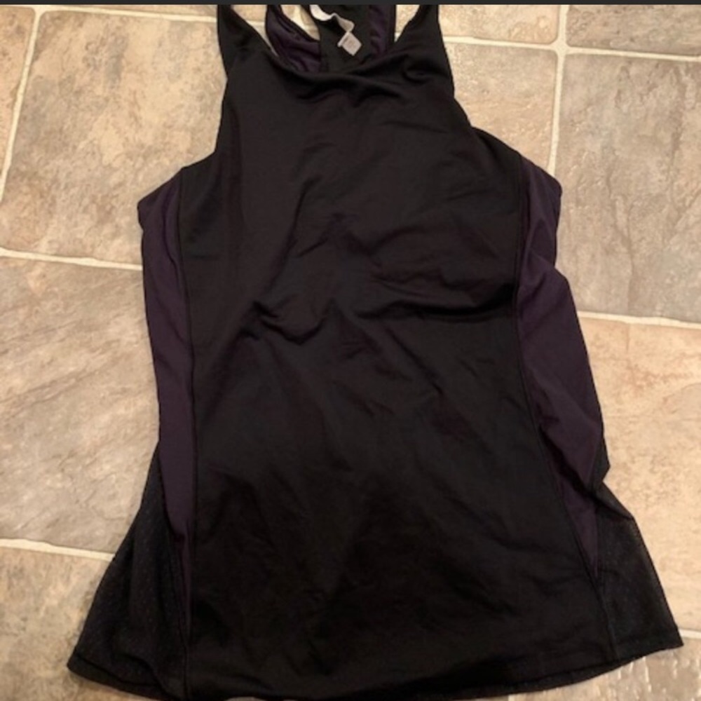 Lululemon Sheer Back Polka Dot Black Tank Top Shir